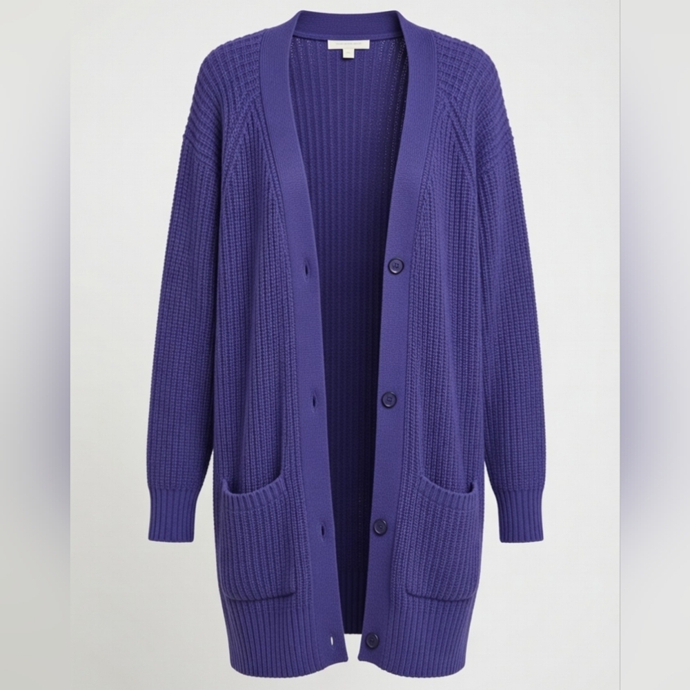 Woman Within Purple Cardigan Sweater